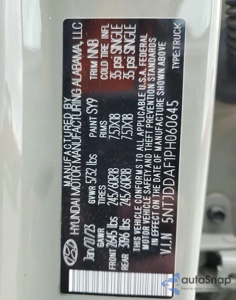 2023 Hyundai Santa Cruz Sel Premium из США, поврежденный, VIN 5NTJDDAF1PH060645